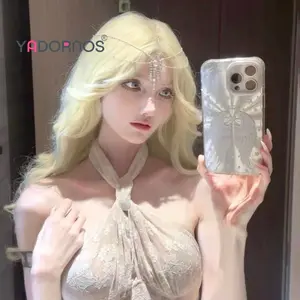 YADORNOS Ikat Kepala Rantai Pengantin Wanita Gaya Boho Etnik Mutiara DIY Aksesori Penataan Rambut Paduan Stylish Bahan Paduan Gaya Boho