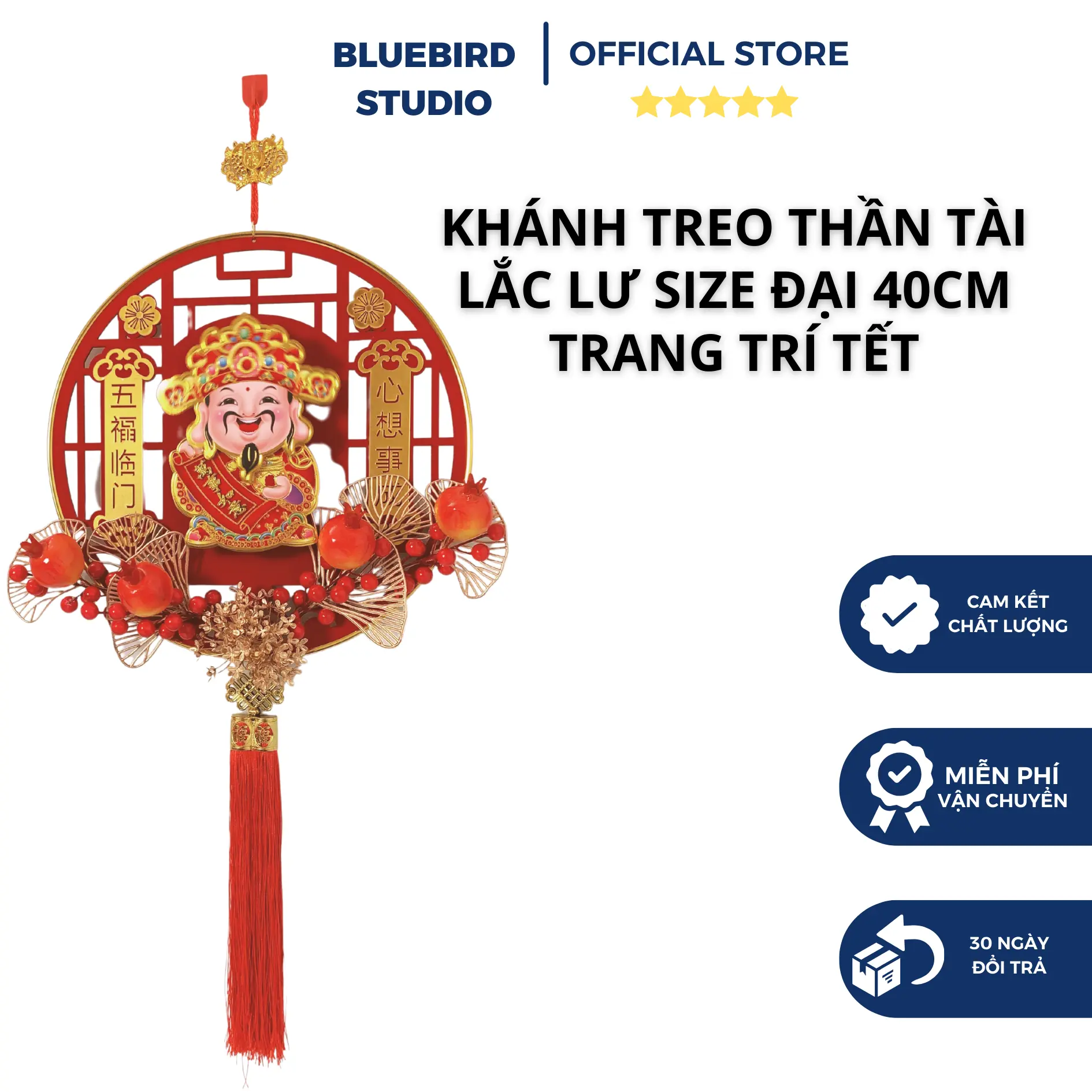 Khánh Treo Thần Tài Size Đại 40cm Decor nhà cửa ngày Tết
