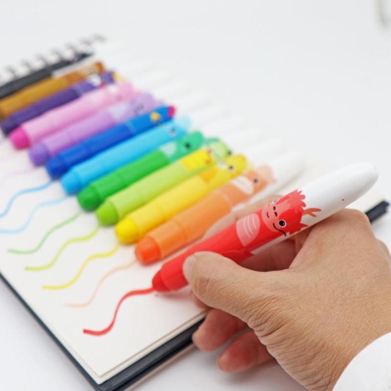 Cute Jumbo Crayons, 12pcs 12 Colors Non Toxic Twistable Crayons with Clear Bag, Washable Silky Crayons for Coloring Painting School Home Office,  School Supplies 2