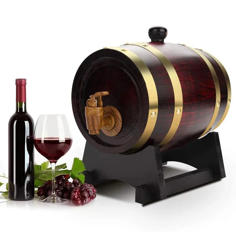 1L/1.5L/3L Wood Wine Barrel Vintage Oak Beer Brewing Accessories Whiskey Storage Container Home Decoration Wine Bar Tools 0