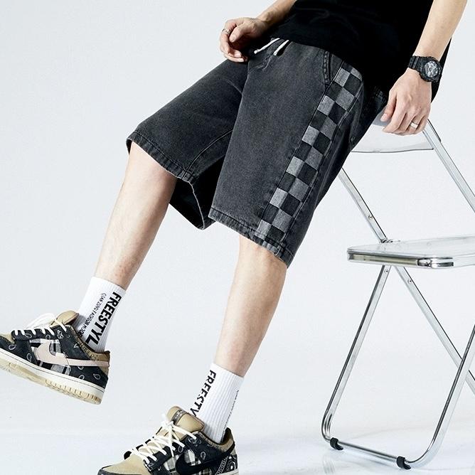 Quần Short Jean Nam Lưng Thun Phối Viền Caro ATINO  L.1.1633 Menswear