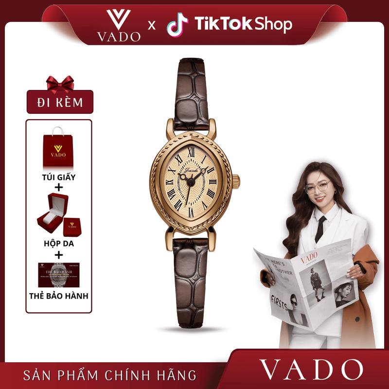 [LIVE] Đồng hồ nữ mặt thoi, dây da, phong cách cổ điển - JRANDE DHJ7280