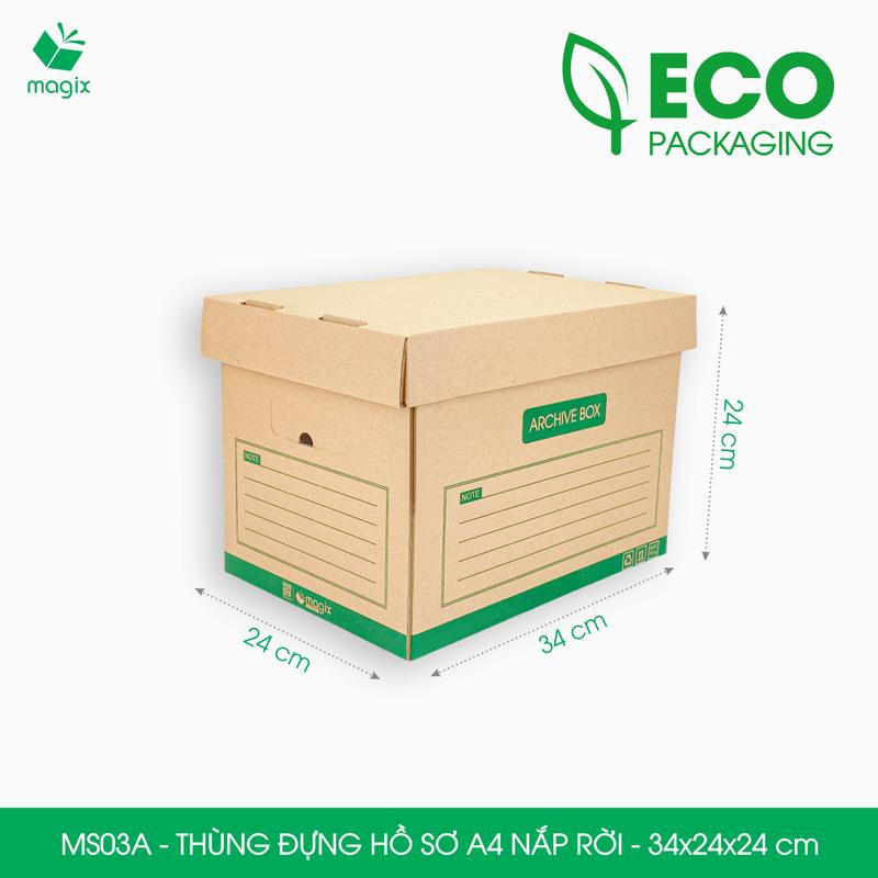 MS03A - 34x24x24 cm - Combo 5 Thùng đựng hồ sơ A4 nắp rời