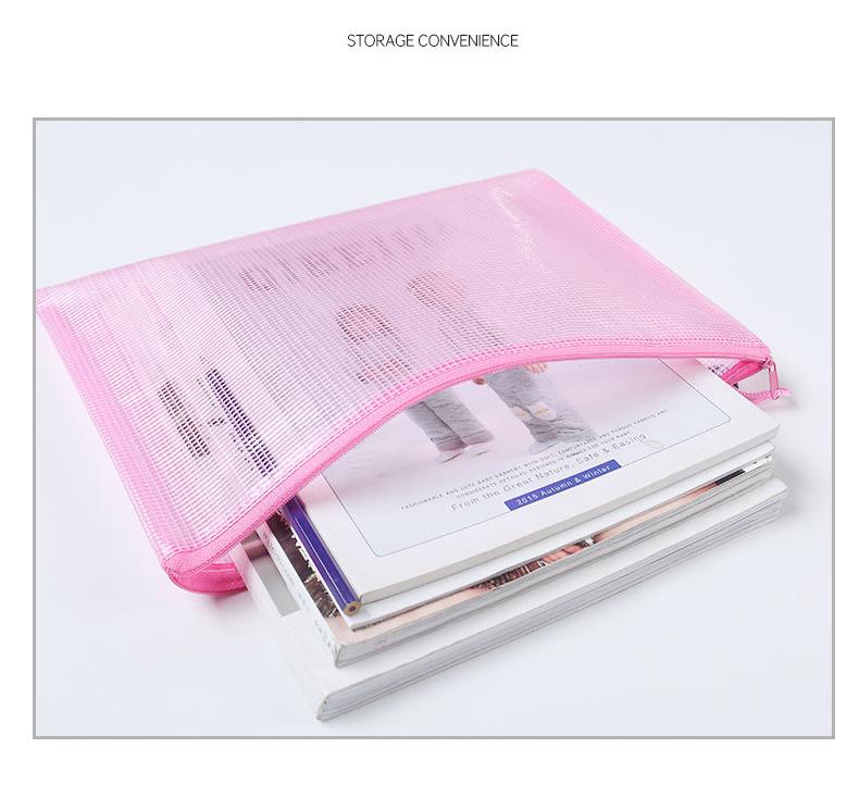 Product Introduction of A3A4A5A6Transparent File Mesh File Zip Zipper Bags Waterproof Office School Stationery Mesh 5