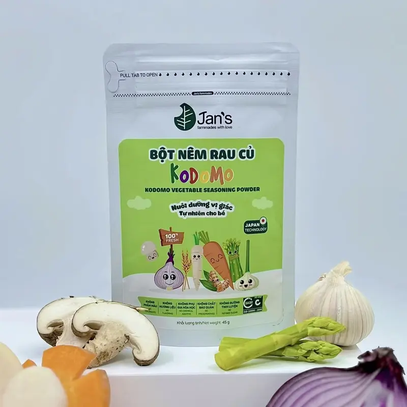 Bột Nêm Rau Củ Ăn Dặm Kodomo Jan’s Cho Bé 6m+ Gia Vị 8