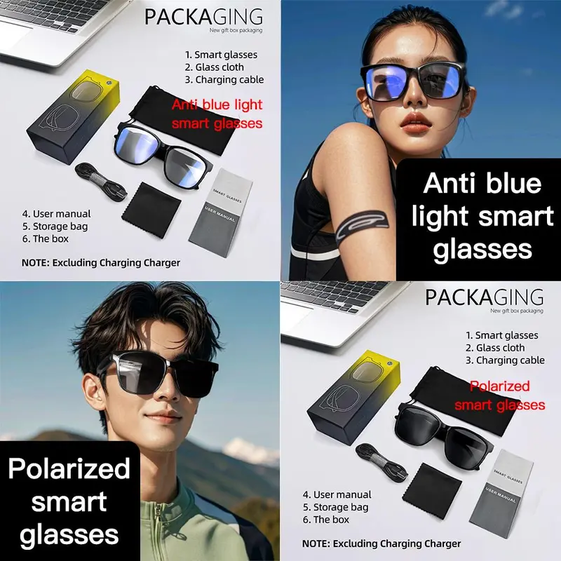 LIFEBEE GS-08 Smart Audio Glasses, 1 Count Wireless Smart Glasses with Voice Assistant & HD Calling, Outdoor Anti-blue Light/Polarized Glasses for Driving 6