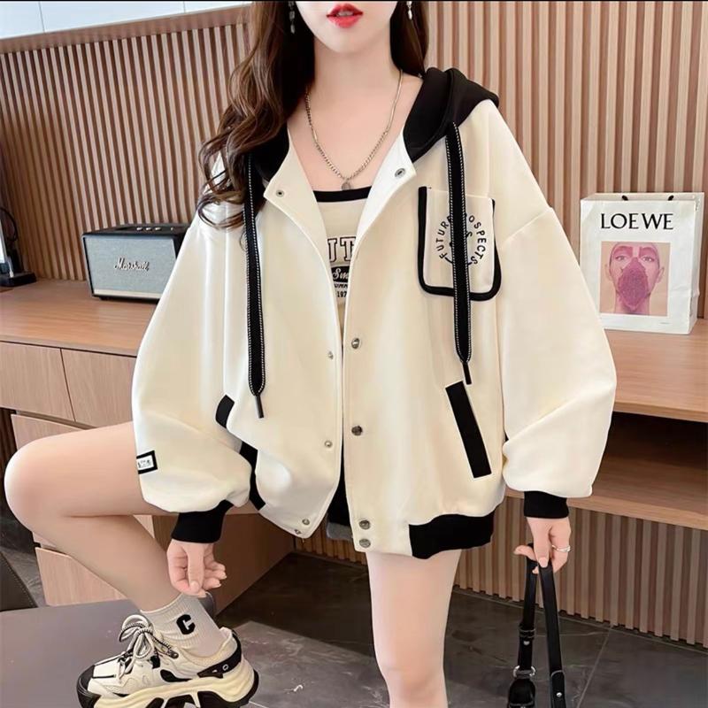 Áo Khoác nỉ Bomber Nữ Chống Nắng cản gió Phối Nút Bấm Túi Ngực Trẻ Trung Sành Điệu Hot trend top Jacket Women Trắng