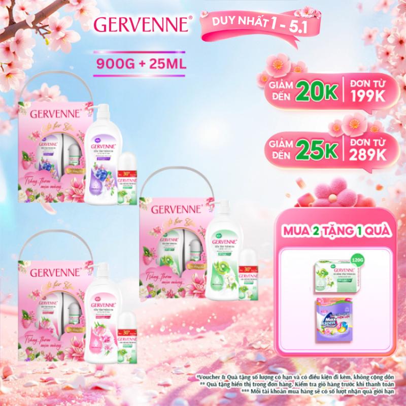   DUY NHẤT 1-5.1  DEAL TẾT 2026  Hộp quà  Sữa tắm trắng da hương nước hoa Gervenne 900g 