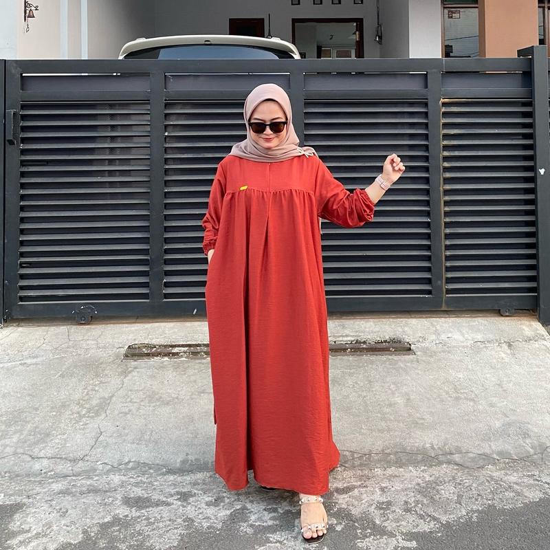 ALIKA GAMIS MUSLIMAH POLO LINEN PREMIUM ZIPER BUSUI FRIENDLY LD 120cm 6