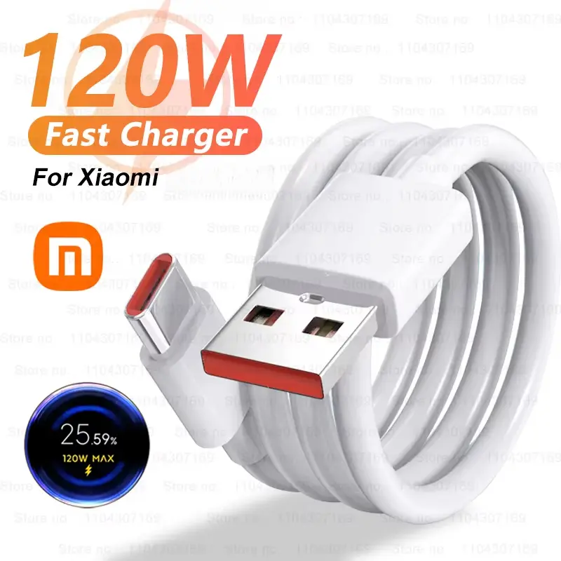 Cáp sạc nhanh USB Turbo, 120W, dành cho Xiaomi mi 15, 14, 13, 12, 11, 6A, 67W, Cáp loại C, Tương thích với Redmi Note 10, 9, 8, 7 Pro, K70, Poco X6