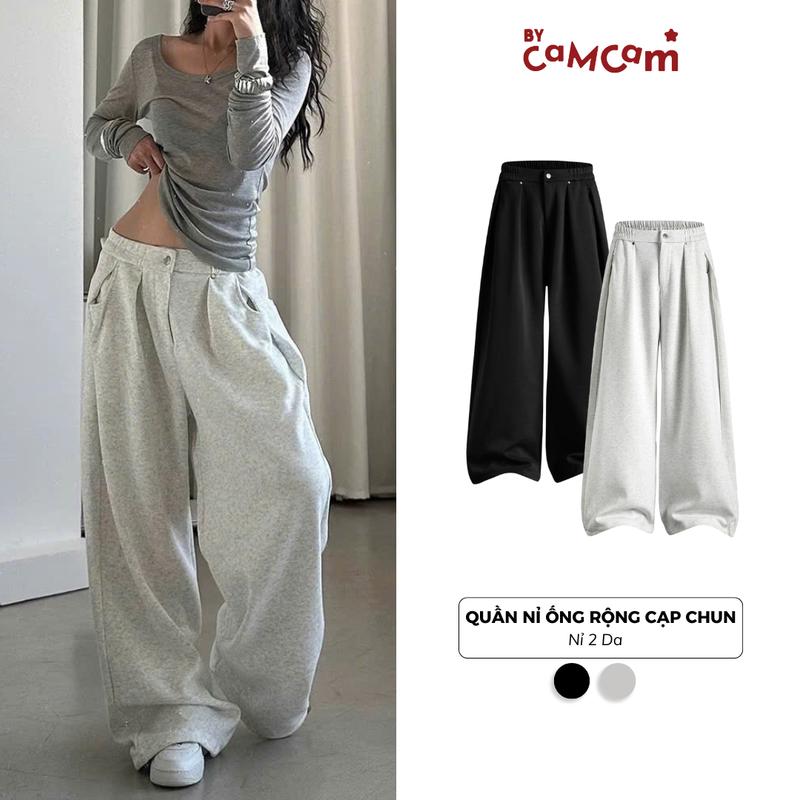 QUẦN NỈ QN04 Ống Rộng Cạp Chun Phong Cách Hàn Quốc Bycamcam
