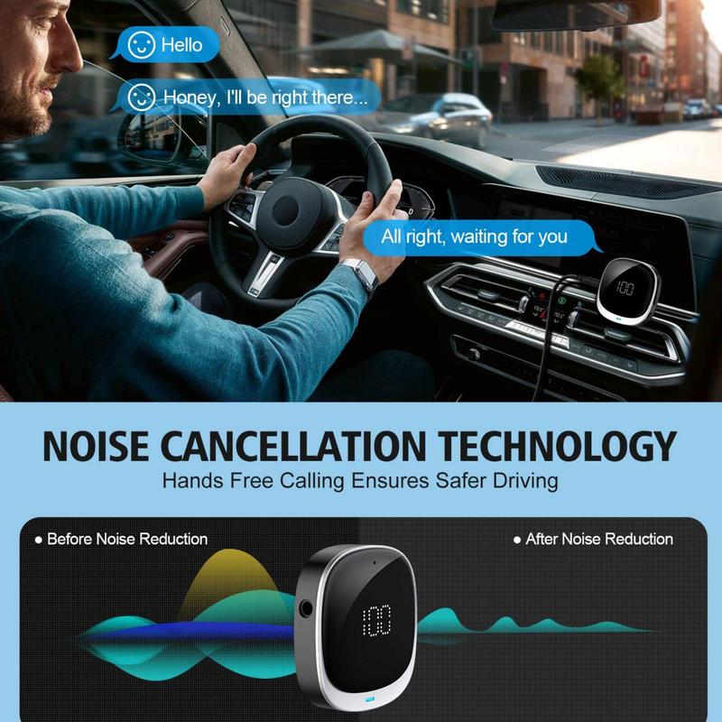 Car Transmitter, Portable Rechargeable Aux Output Music Receiver with LED Display Screen, Wireless Bluetooth-compatible Audio Receiver Compatible with Phone MP3 Speaker Laptop Headphone for Car Home 6