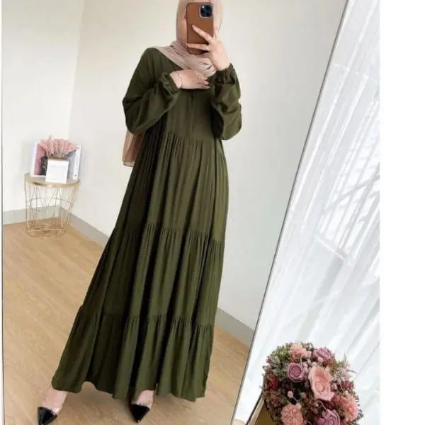 GAMIS JUMBO GAMIS SUSUN maxi dress M L XXL bahan rayon premium Polos muslim Wanita cod 6