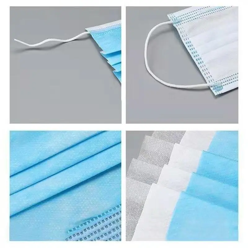 NO BOX Blue Face Mask Non-Medical 50PCS Disposable Lightweight 3-Ply ...