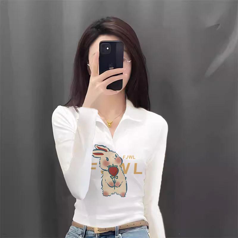 Áo Thun Dài Tay Cổ Polo, Dành Cho Nữ, Bộ Sưu Tập Mùa Thu, Thời Trang, Phong Cách Hàn Quốc, Mỏng Vừa Vặn, Phong Cách Phương Tây, Áo Ôm Sát, Hàng Mới Về Năm 2025, Ins Top Women 8