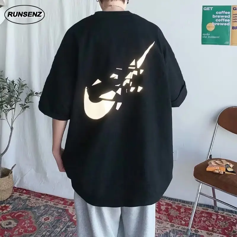 M-8XL Korean Lazy Style Oversize T Shirt Men Big Size Casual Loose Round Neck Short Sleeve Tee