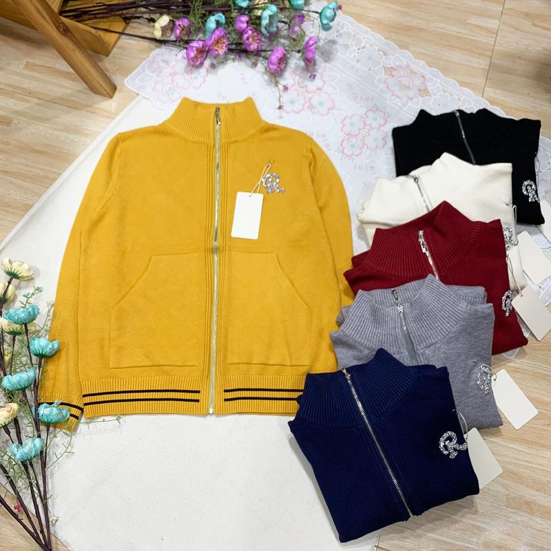 Áo Khoác Len Dây Kéo Trung Niên Cao Cấp Chữ R 70kg Trở Lại Chất Len Dày Mịn Co Giãn Ulzzang - Hồng Nhi Store