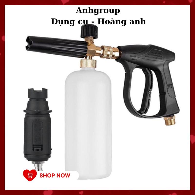 Combo Sung Xịt Rửa Và Bình Tạo Bọt Tuyết Cho Máy Rửa Xe Áp Lực Cao Sung Khớp Cái Bình 1L Đầu Xịt. binh xit