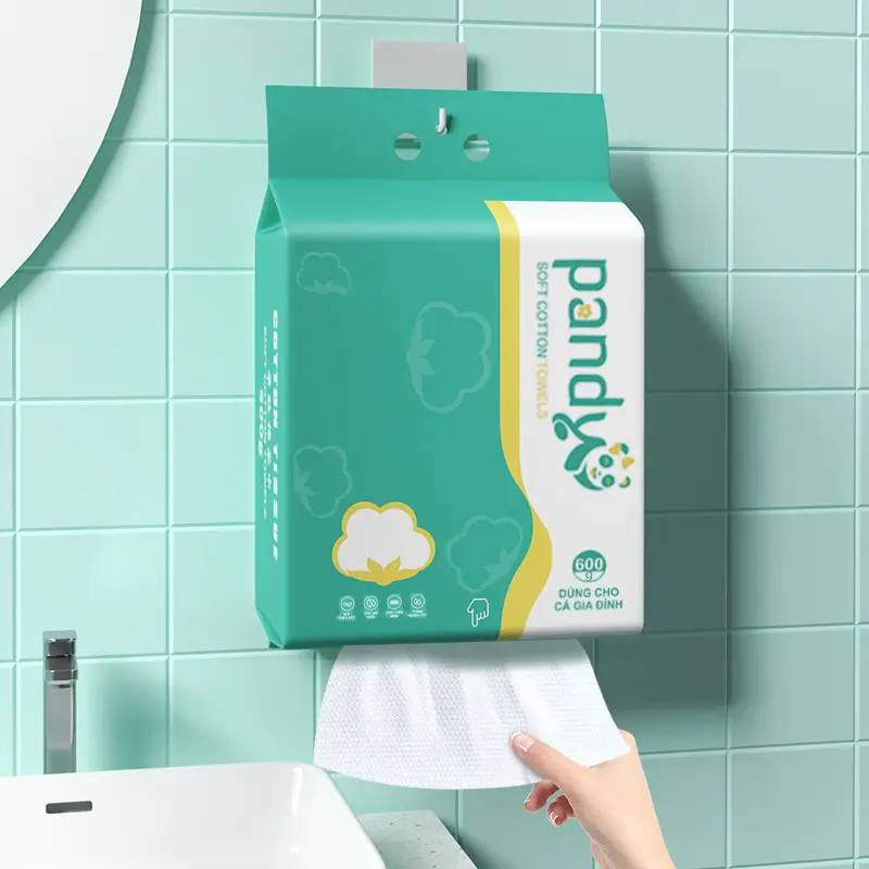Khăn Khô Đa Năng Cho Bé PANDY vải cotton mềm 2 mặt, bịch 180 khăn 600g siêu tiết kiệm Khăn Tắm