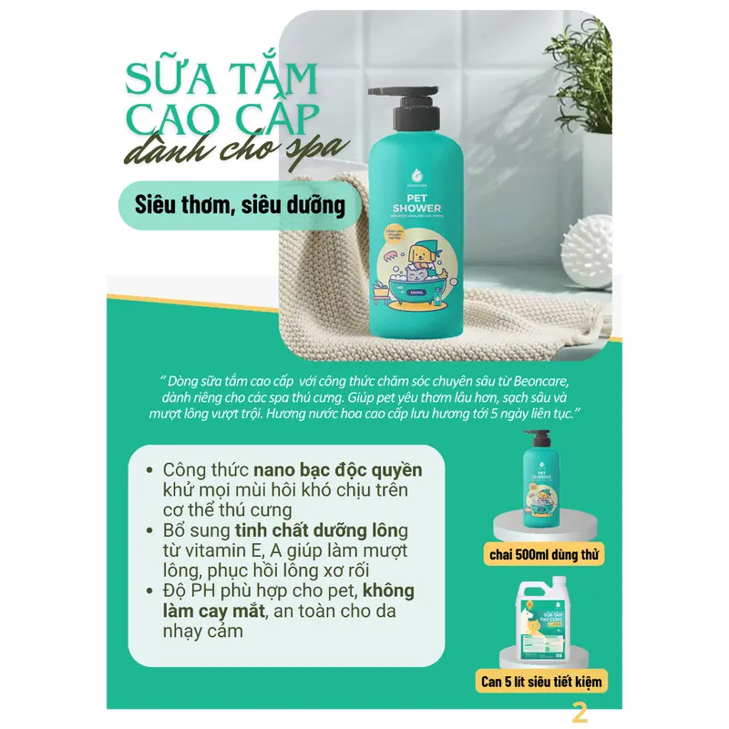 Sữa Tắm chó mèo cao cấp, dành cho spa thú cưng, Làm mượt và phồng lông thú cưng, Siêu lưu hương, dung tích 500ml 2
