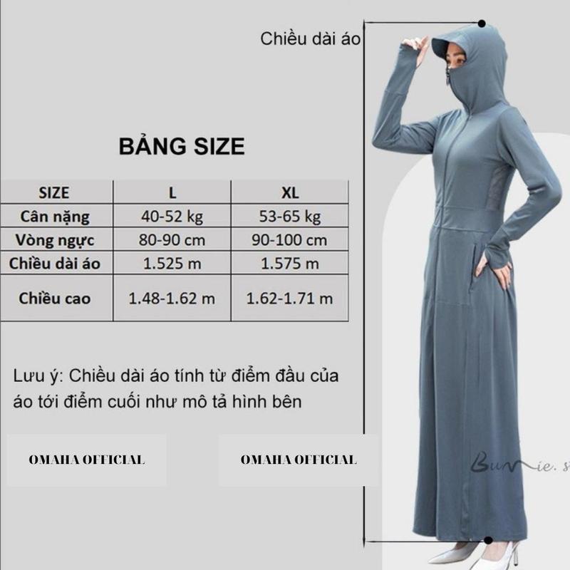 Product Introduction of Áo Khoác Chống Nắng Toàn Thân Nữ Có Mũ Và Che Mặt From Rộng Chất Vải Umi Hàn Thoáng Mát Thấm Hút Mồ Hôi Chống Tia UV Top Trang Phục Đồng 0