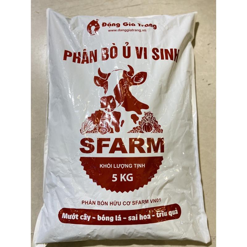 Phân bò hữu cơ vi sinh SFARM - Bao 5kg - Không nặng mùi , không sùng đất , không trứng côn trùng