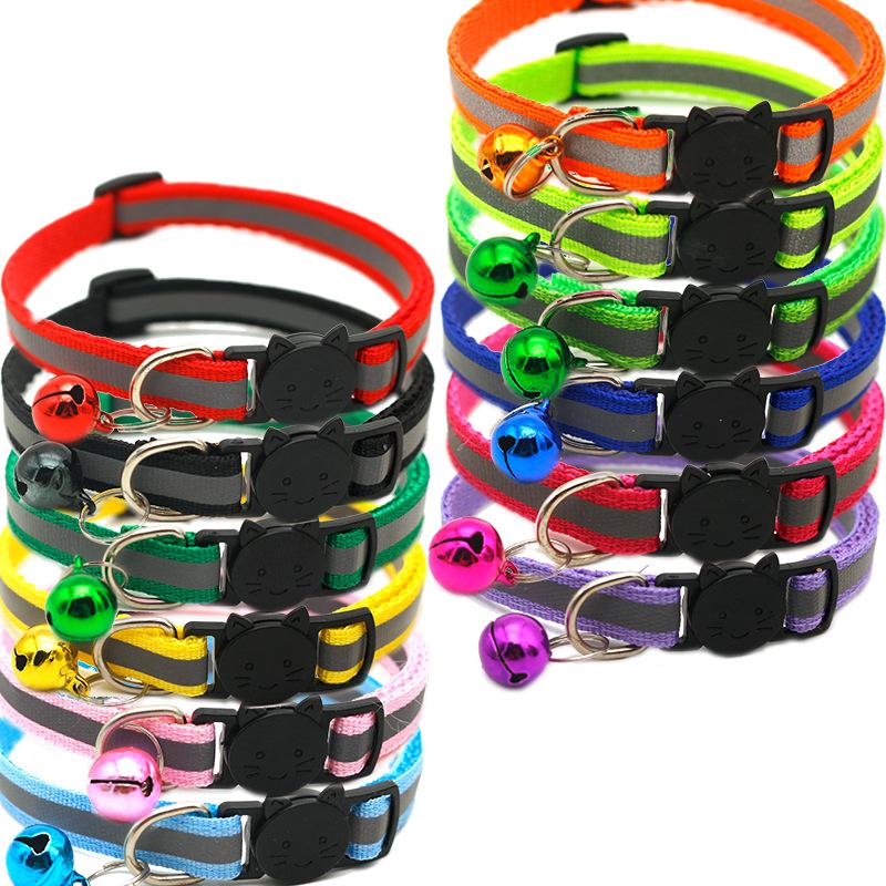 Product Introduction of Safety Buckle Detachable Reflective with Bell Cute Pet Products Colorful Nylon Collars Accessories Necklace Cat Dog Bell Collar 13