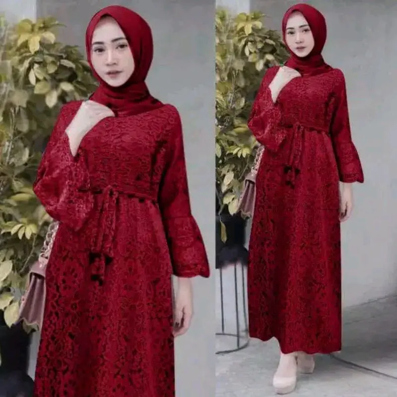 FASHION DRESS GAMIS MUSLIM MAXI YASINA GAMIS BRUKAT SERAGAM ACARA BAJU