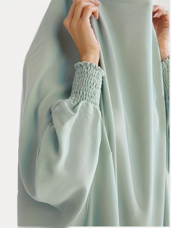 Product Introduction of Middle East Muslim Women's Wear Pure Color Ribbon Hijab Robe Arabian Gown 3