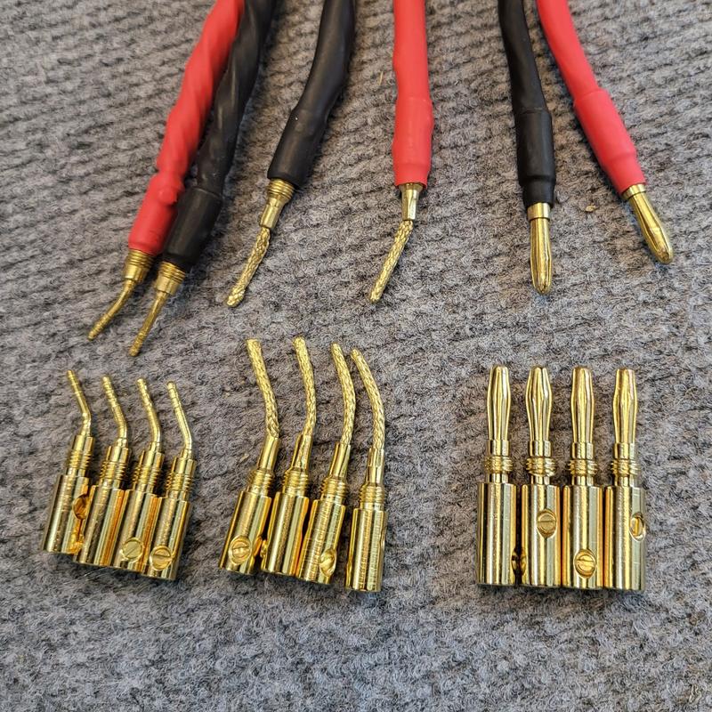  Bộ 4 giắc cắm dây loa cao cấp: giắc bắp chuối mỏ chim cứng mỏ chim mềm tặng kèm bọc co nhiệt GIÁ 4 JACK 