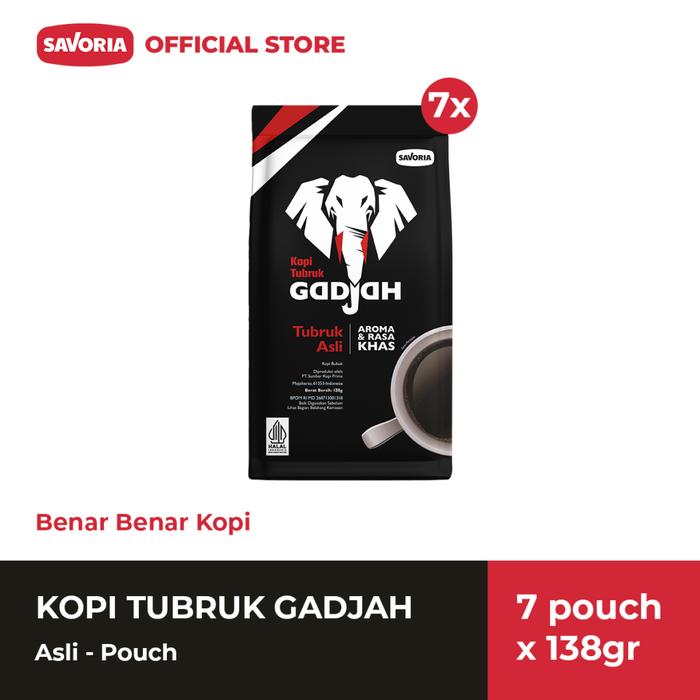Gambar Kopi Tubruk Gadjah Asli Pouch - Bubuk Kopi Hitam 7 Pouch x 138g dari Savoria Store_NEW Kota Bekasi Tokopedia