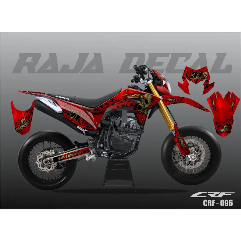 Decal Sticker CRF 150L FullBody Bahan Hologram Stiker Decal CRF Supermoto Graffiti Minimalis 096a Kendaraan Motor Motorcycle 5