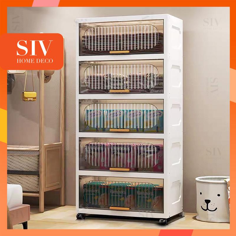  【Rộng 40cm  SIV Tủ Nhựa Đựng 3 4 5 tầng Trong suốt làm dày công suất lớn tủ bếp Đa Năng 