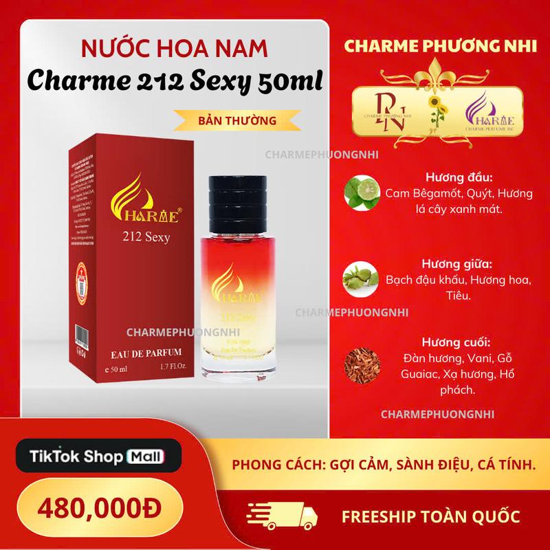 CHARME PERFUME-Nước hoa 212 SEXY 50ml-dành cho nam và nữ dùng chung-ngọt nhẹ, quyến rũ, cuốn hút Perfume Xịt Thơm Cosmetic