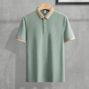 Polo shirt pria hijau gombrong kemeja lengan pendek premium motif casual kaos dewasa cowok