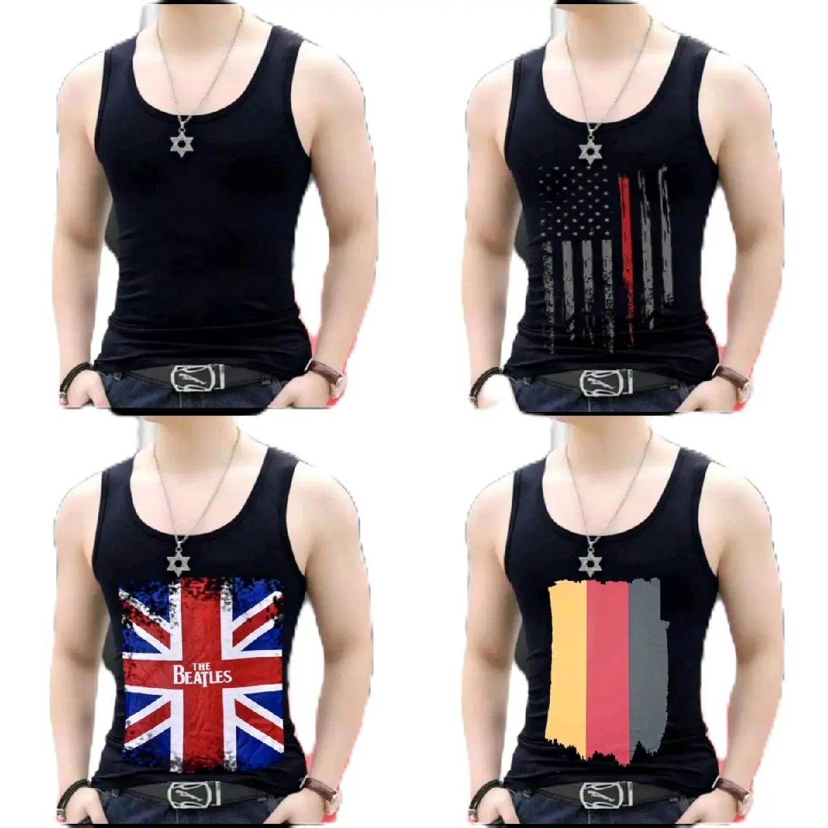 Super Mantul Gracellina Shop /kaos dalam lokal terbaru singlet Pria 4 pilihanA8/brkualitas harga murah/bisa cod/ Hitam Motif Distro
