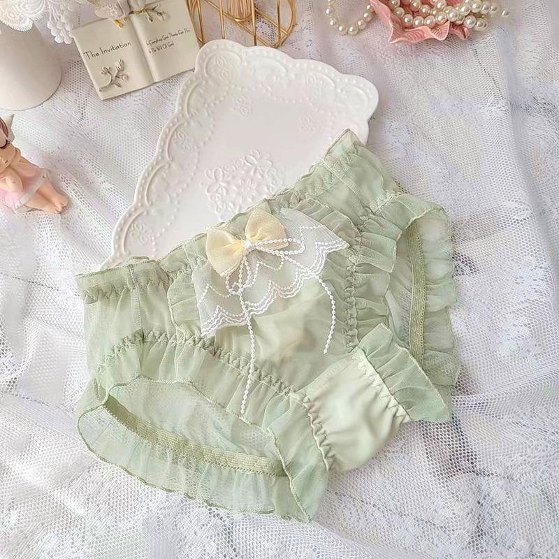 Product Introduction of Đồ Lót Nữ, Phong Cách Nhật Bản Dài Hạn, Lưới Tươi Mát Falbala, Thiết Kế Công Chúa Tam Giác, Có Nơ Dễ Thương 7