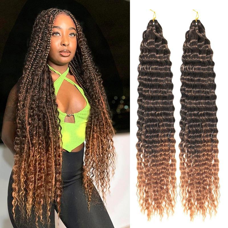 Tóc giả đan xoăn sóng sâu phong cách boho, sợi tổng hợp chịu nhiệt cao, dùng…