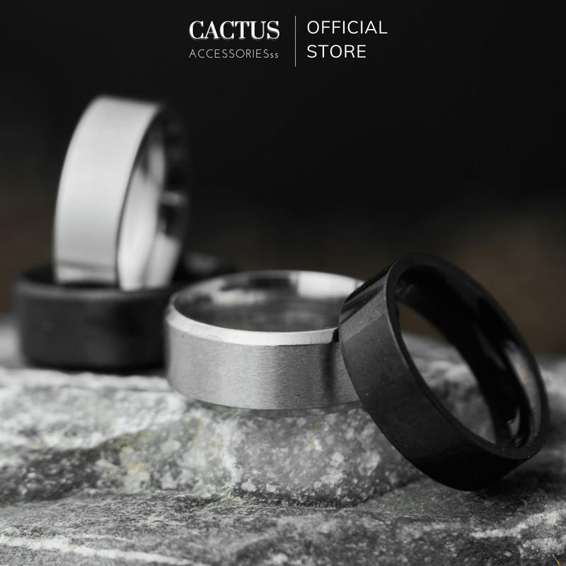 Nhẫn thép titan trơn vát cạnh kiểu dáng unisex đơn giản không gỉ