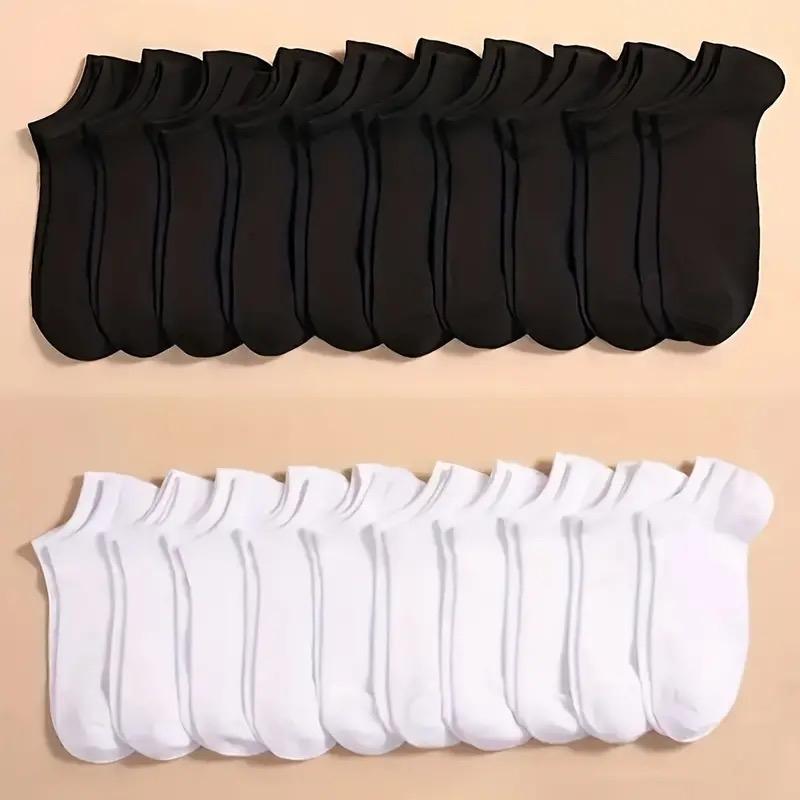 20 Pairs Unisex Solid Ankle Socks, Casual Breathable Low Cut For Summer Daily Wear, Multipack Minimalist Plain Ankle socks. Men's Socks & Hosiery, Menswear. Women's Socks. sock sale, Basic , Fashion 1