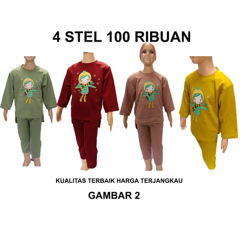 PAKET HEMAT 4 stelan Baju dan Celana anak perempuan Setelan 2
