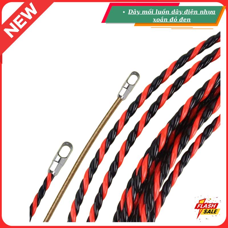 Dây mồi luồn dây điện nhựa xoắn đỏ đen-,độ dài 5M- 10M-15M-,20M-,25M-,30M-50m 5
