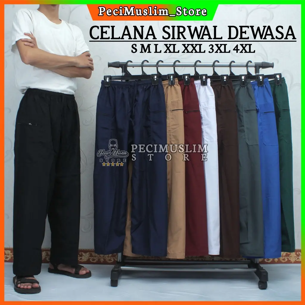 Celana Sirwal Komprang Pangsi Silat Muslim Pria Dewasa
