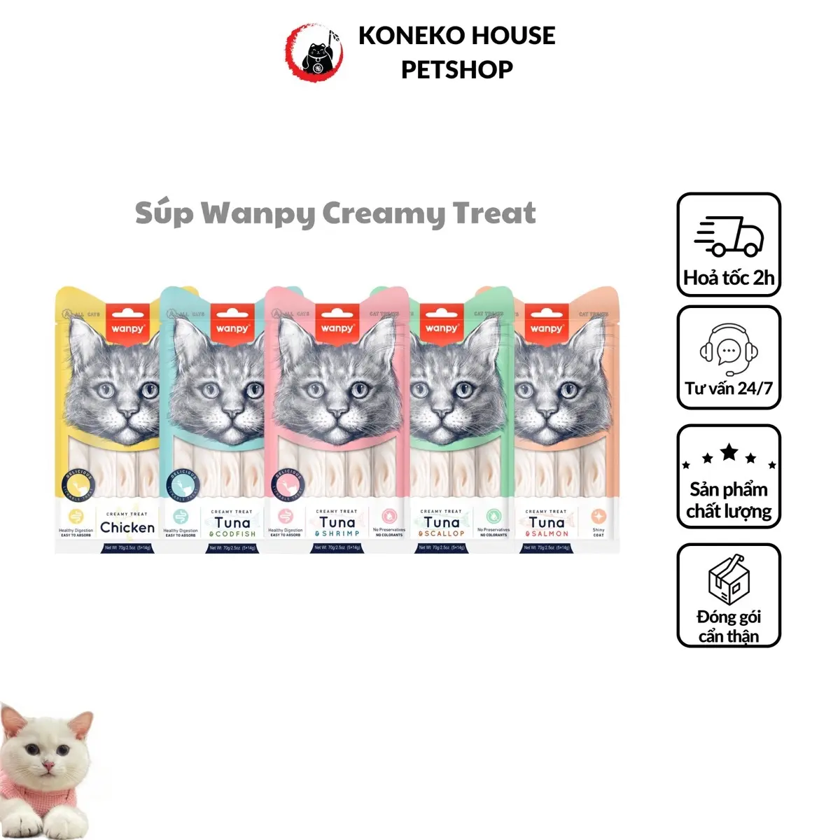 Súp thưởng cho mèo - 1 gói súp WANPY các loại