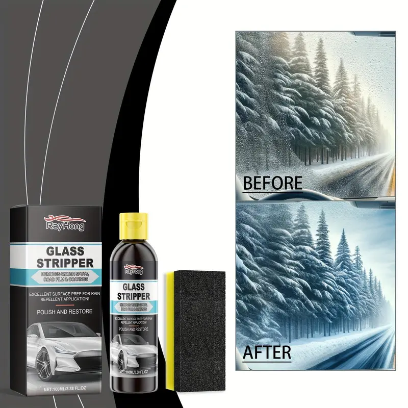Car Glass Oil Film Cleaner, Car Glass Anti-rain & Anti-fog Cleaner, Car Window Cleaning & Care Fluid, Professional Car Cleaning Tool 2