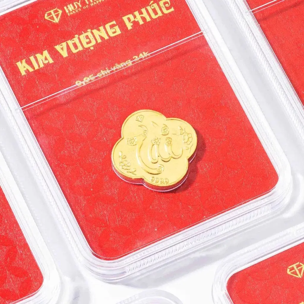HuyThanhJewelry LNTAI Vỉ Vàng Miếng 24k Kim Vượng Phát chữ Tài