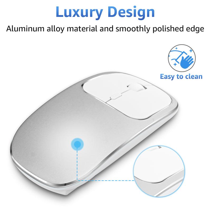 Product Introduction of Rechargeable Wireless Mouse Metal 2.4G Noiseless Silent Click Wireless Optical Mouse for Xiaomi Pro Air 12