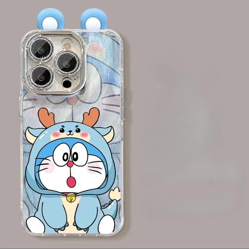 Product Introduction of Ốp Điện Thoại tai mèo hổ rồng leng keng cho iPhone , 15, 14, 13, 12, 11 Pro Max, XR, X, XS Max, 15Plus, 14Plus, X, XR, XS Max, nắp lưng chống sốc, màng bảo vệ ống kính tích hợp Case 13