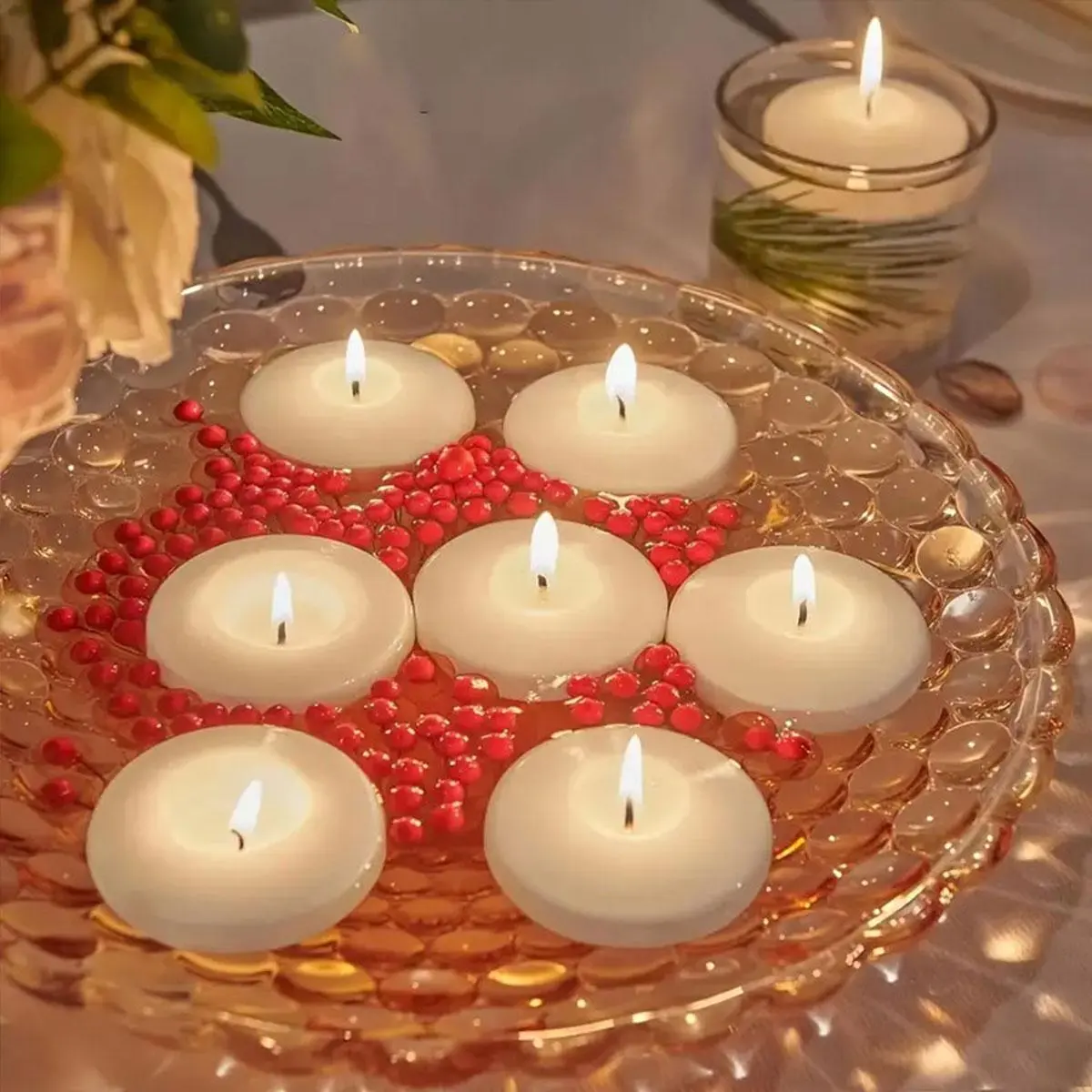 Floating Candle, 20pcs Romantic Candle, Portable Small Candle Set, Suitable for Travel, Home, Wedding, Party and Home Decoration
