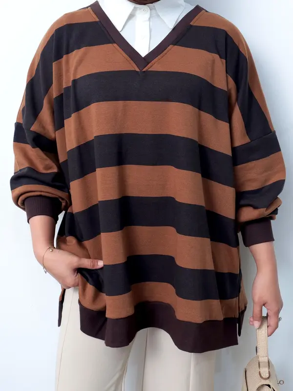 Baju Atasan Blouse basic Wanita Elegant Hanami Bahan Fleece Kombi Katun Terbaru - Kombinasi Oversize 5